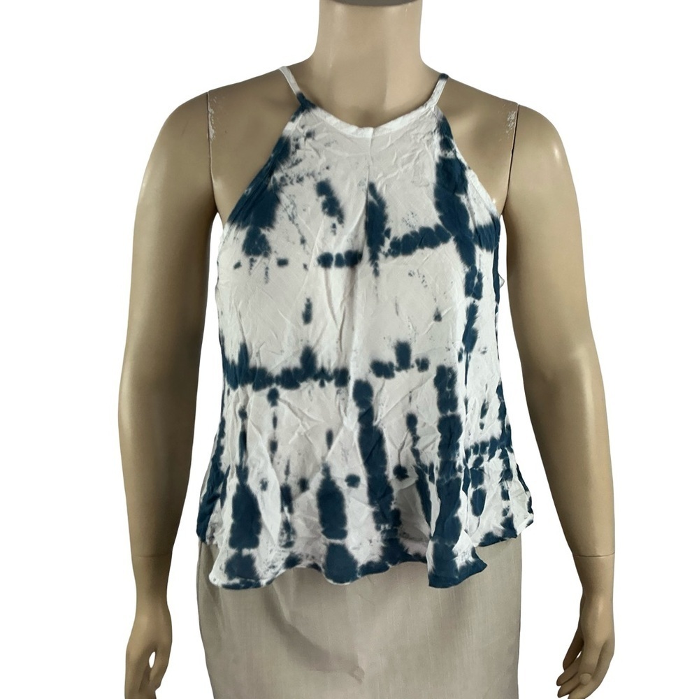 Cloth & Stone Tie Dye Swing Tank Blue White Size L